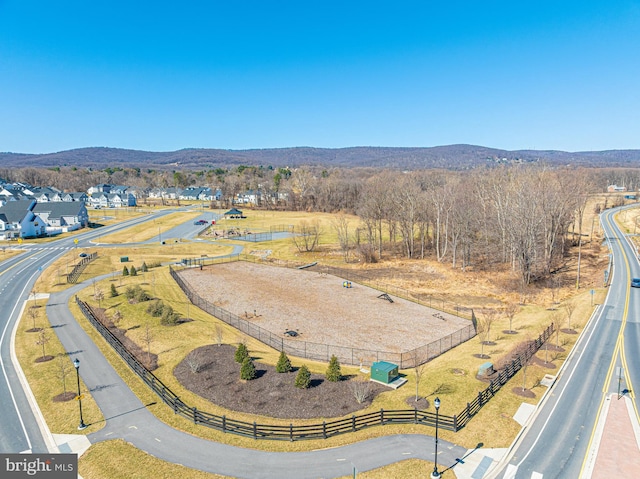 aerial view featuring a mountain view