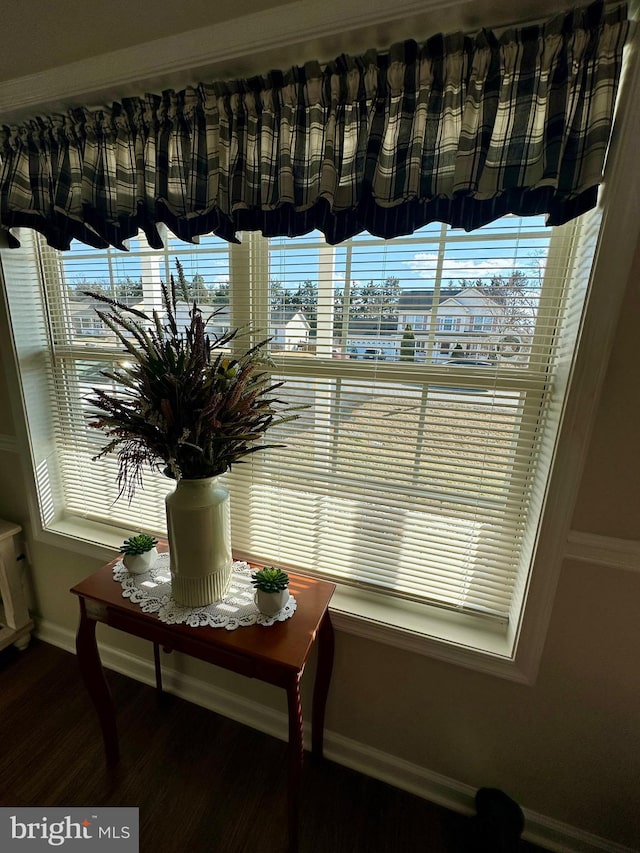 interior details with wood finished floors and baseboards