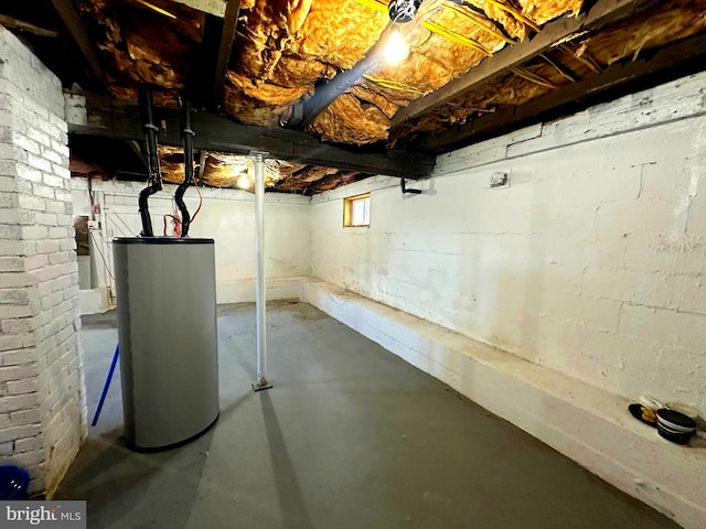 basement with water heater