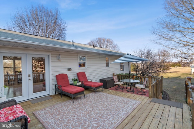 wooden deck with french doors