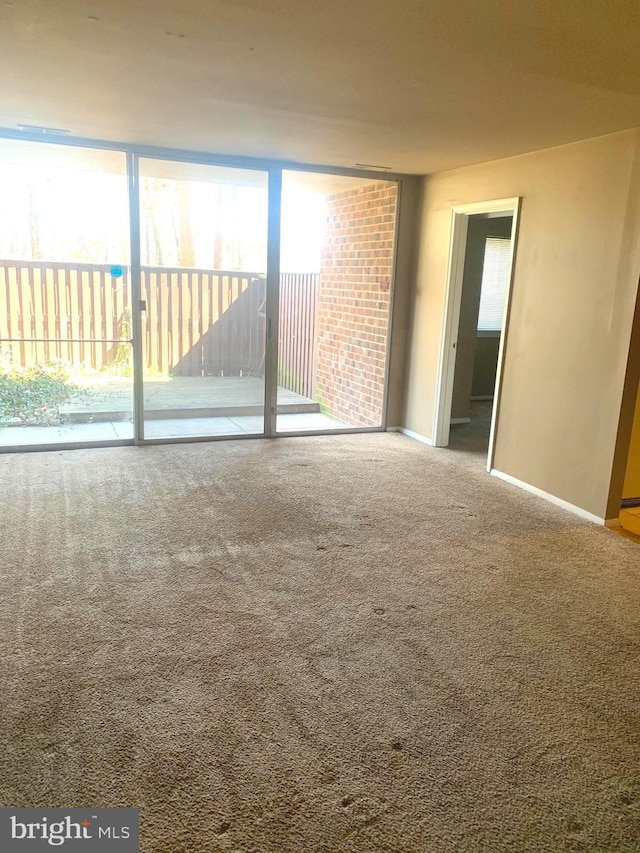 carpeted spare room with baseboards