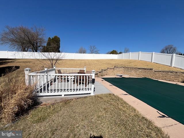 view of yard with a fenced backyard