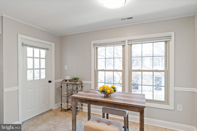 entryway with a healthy amount of sunlight and visible vents