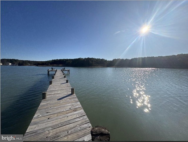 view of dock featuring a water view