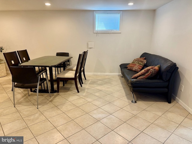 dining room featuring recessed lighting and baseboards