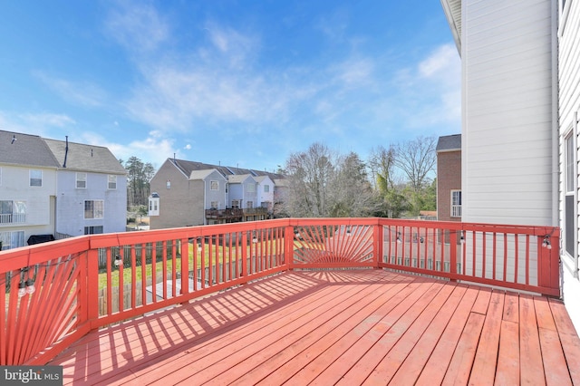 deck with a residential view