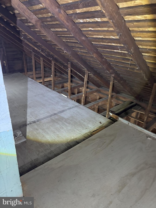 view of unfinished attic