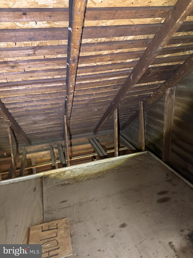 view of unfinished attic