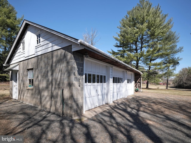 view of detached garage