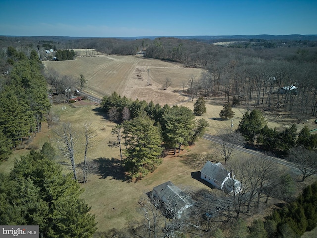 aerial view with a rural view