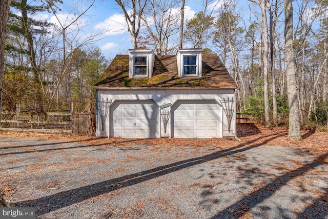 view of detached garage