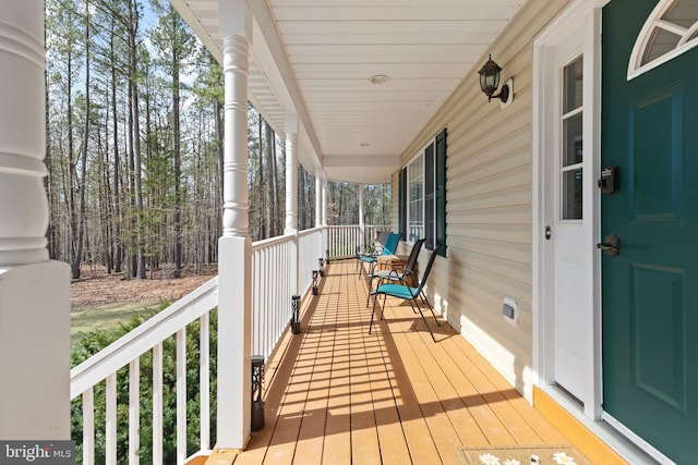 wooden deck with covered porch