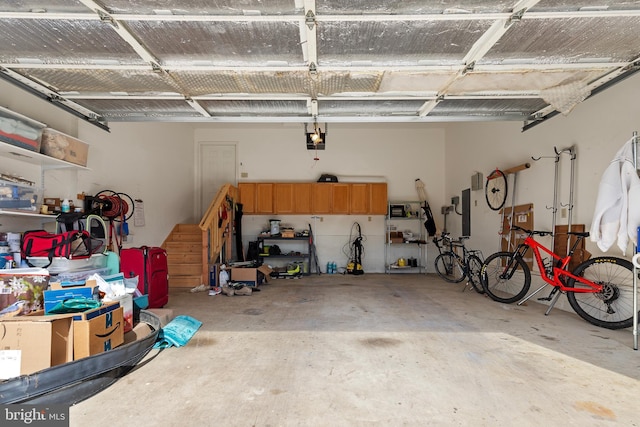 garage with a garage door opener