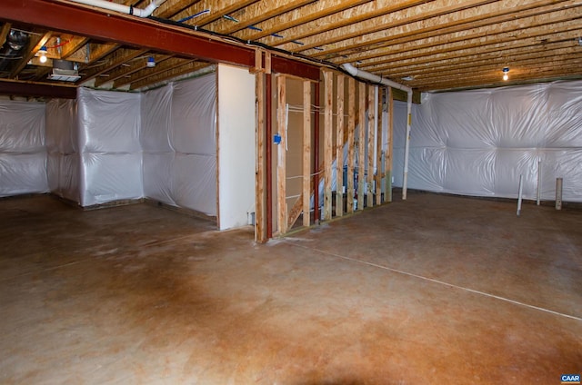 view of unfinished basement