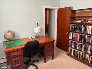 office space with baseboard heating