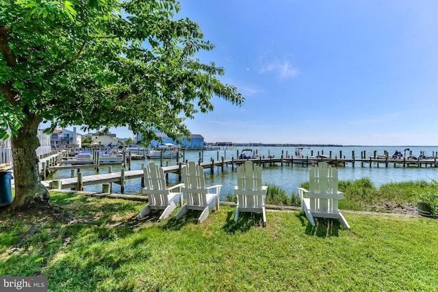 dock area featuring a water view