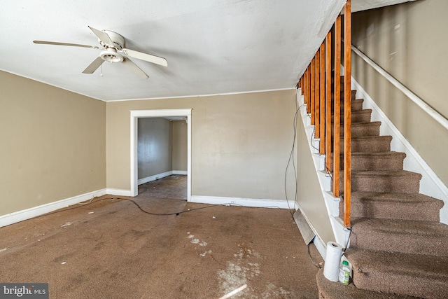 1121 E 22nd St, Wilmington, DE 19802 - interior space featuring baseboards, ceiling fan, and carpet flooring
