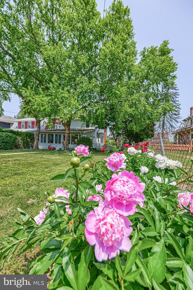 view of yard featuring fence