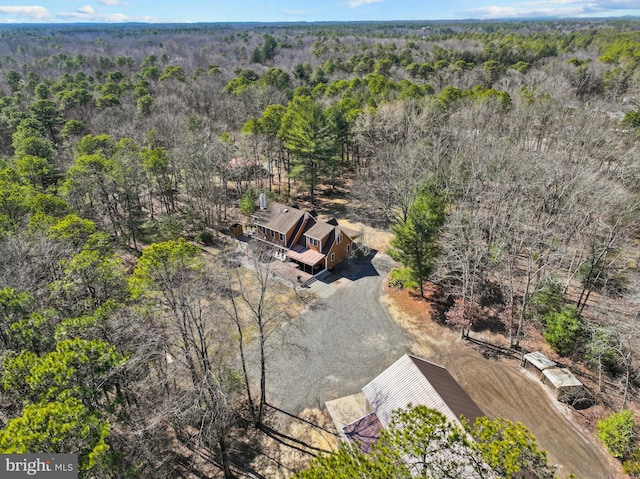 aerial view featuring a forest view