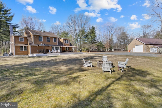 view of yard featuring a garage