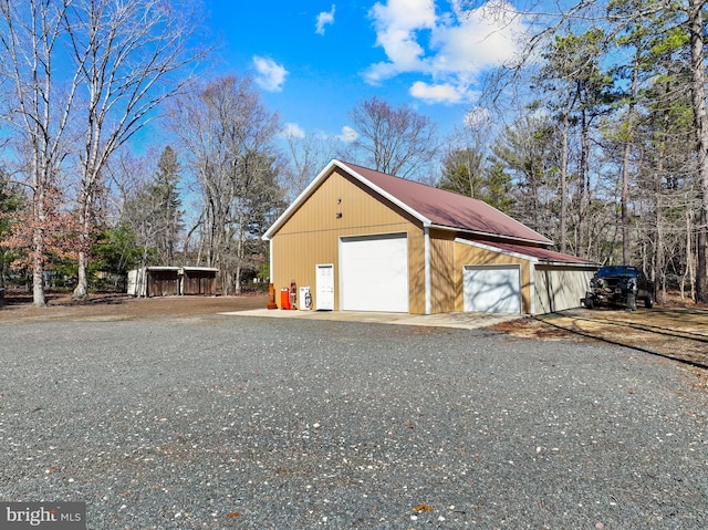 view of detached garage