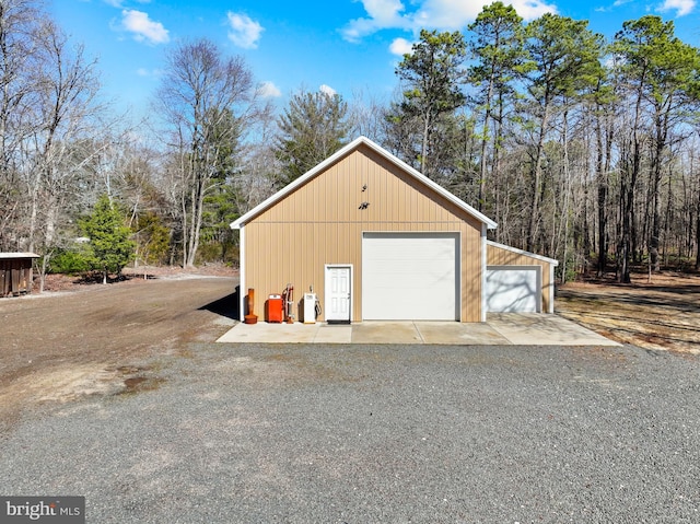 view of detached garage