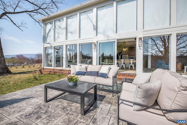 view of patio featuring an outdoor hangout area