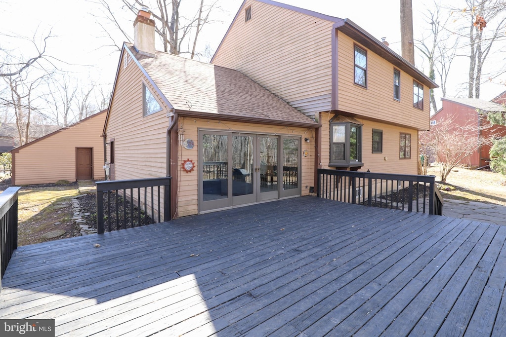 wooden deck with french doors