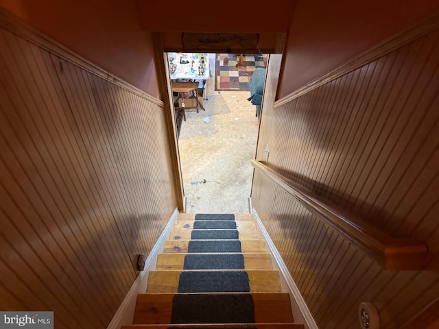 stairway with carpet floors