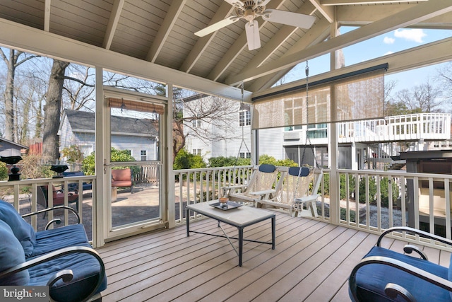 deck featuring a ceiling fan