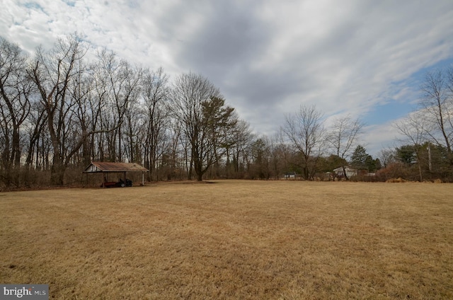 view of yard with an outbuilding