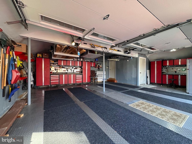 garage with a garage door opener