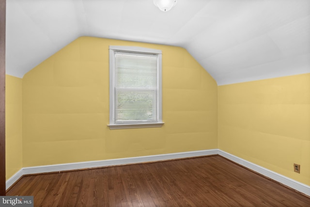 additional living space with wood finished floors, baseboards, and lofted ceiling
