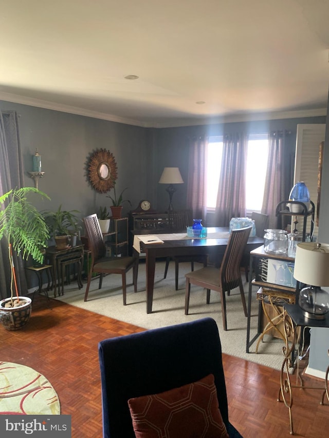 interior space with crown molding