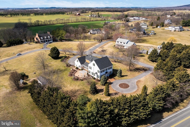 aerial view with a rural view