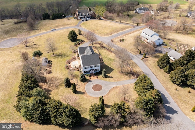 aerial view with a rural view