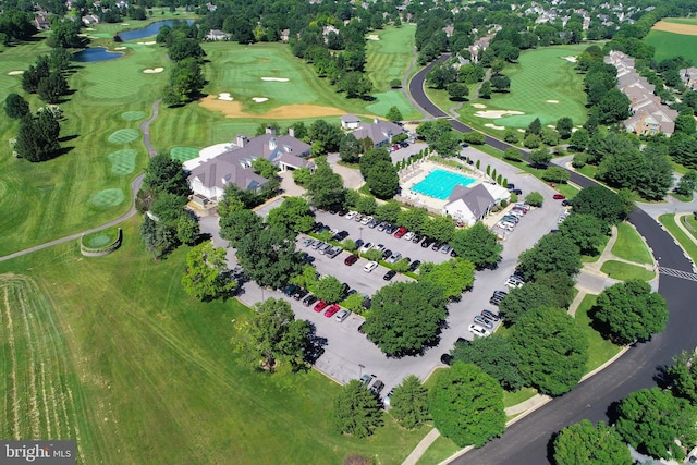 drone / aerial view with golf course view