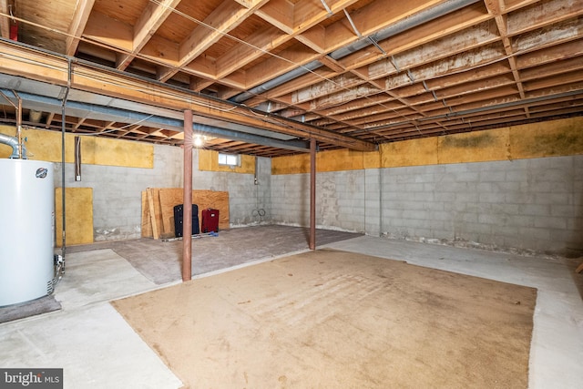 basement with water heater