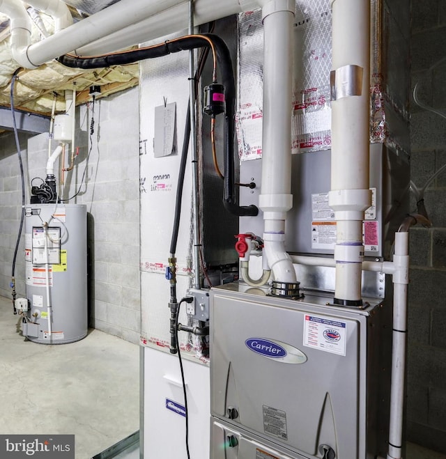 utility room with water heater