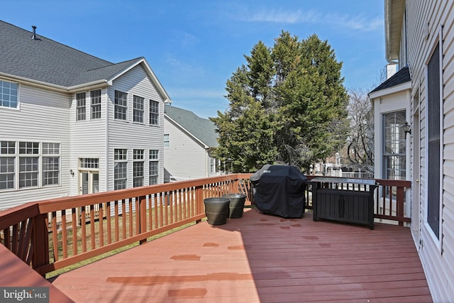 deck featuring grilling area