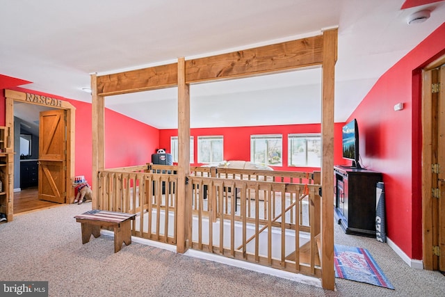 interior space featuring baseboards and carpet