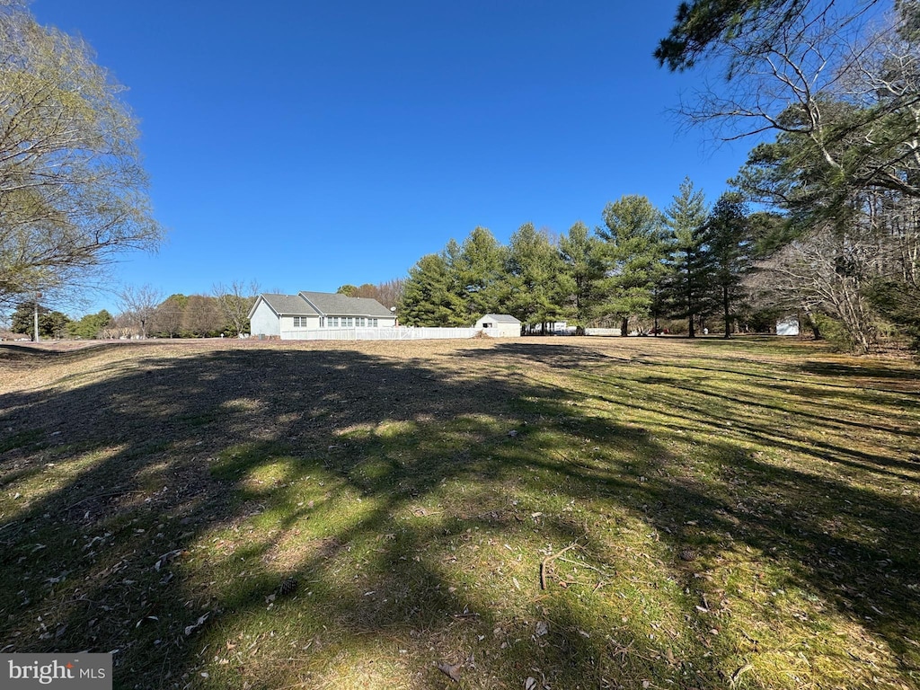 view of yard featuring an outbuilding and a shed