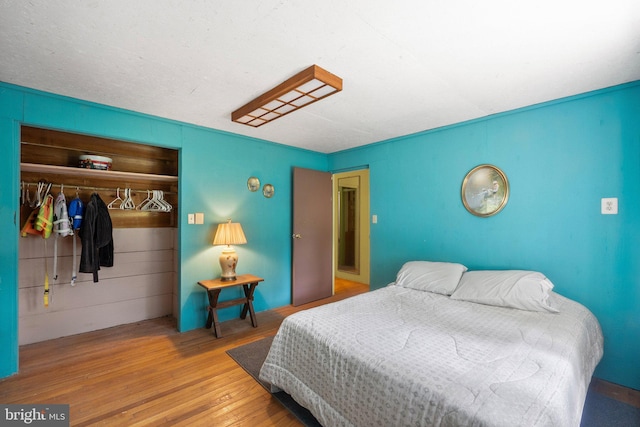 bedroom featuring a closet and hardwood / wood-style flooring