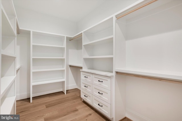 walk in closet featuring light wood-style flooring