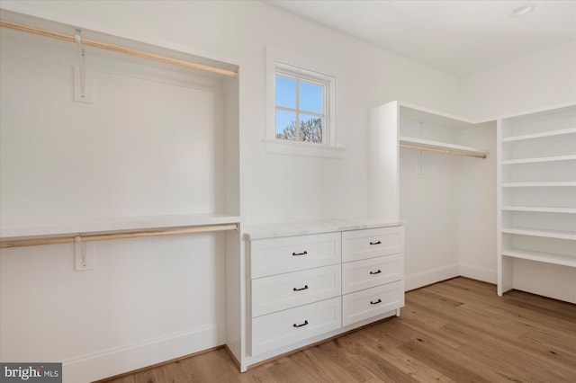 spacious closet with light wood-type flooring