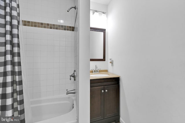 full bathroom with vanity and shower / tub combo