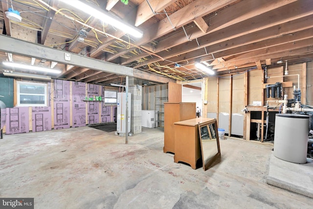 basement with water heater