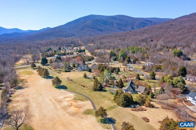 birds eye view of property featuring a mountain view