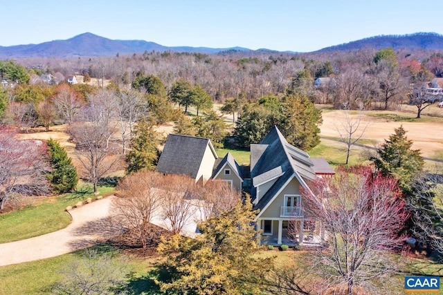 drone / aerial view with a mountain view