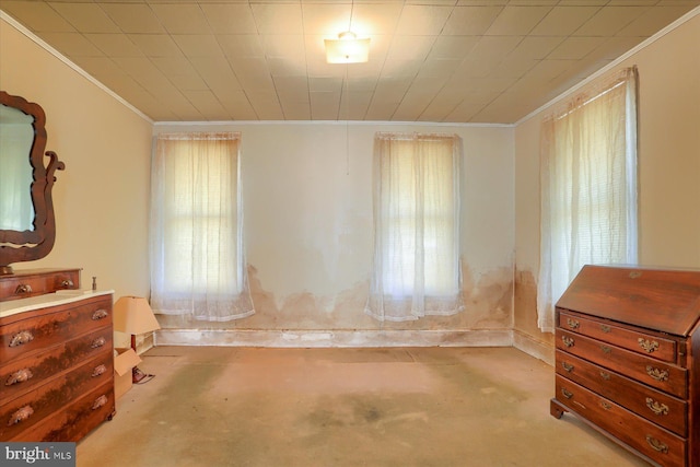 bedroom with crown molding